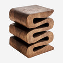 Mesa auxiliar de madera de suar en color marrón de aire étnico 40 x 50 cm – Diseño 2