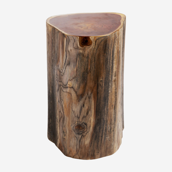 Mesa auxiliar de madera de suar en color marrón natural 38 x 63 cm