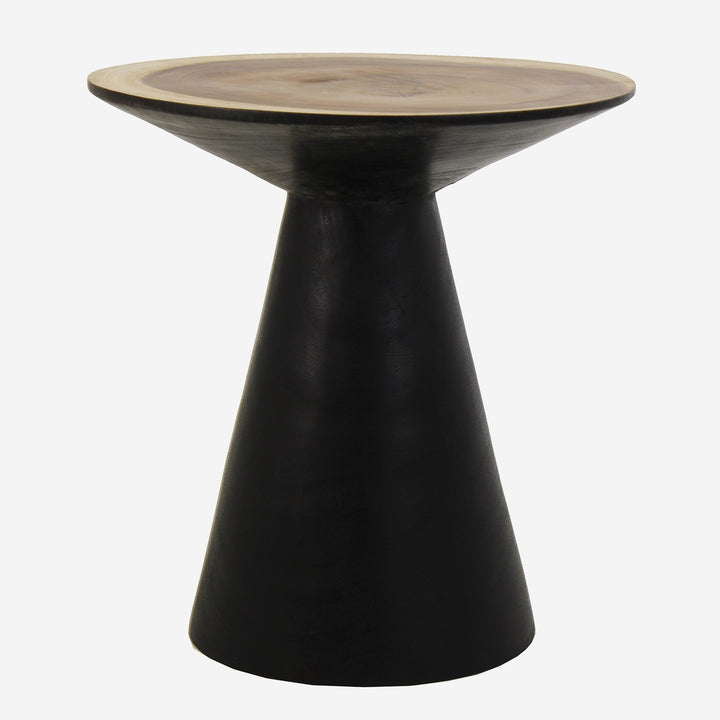 Mesa auxiliar de madera de suar en color negro envejecido