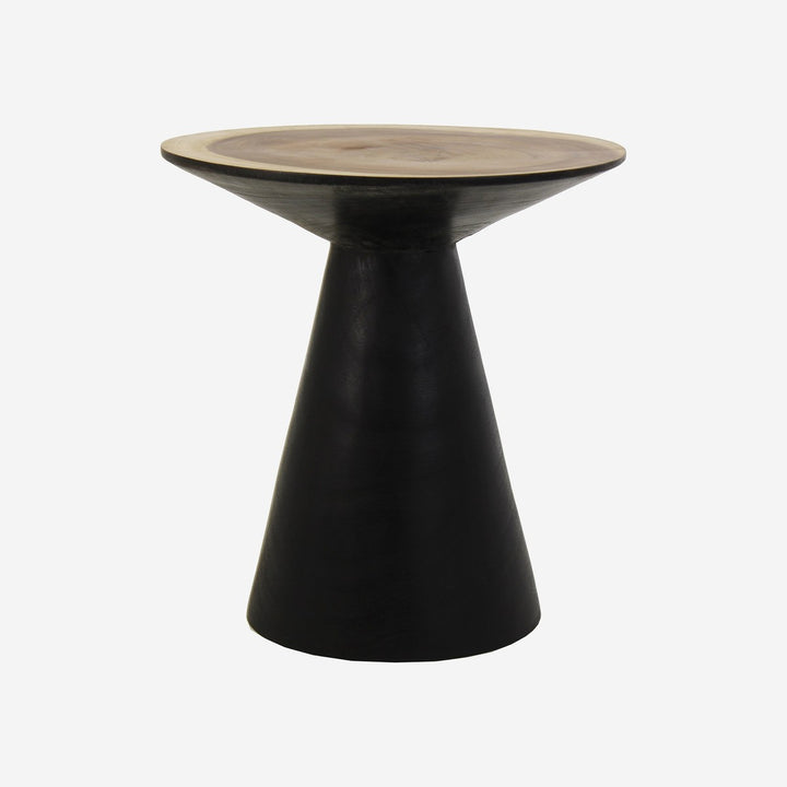 Mesa auxiliar de madera de suar en color negro envejecido