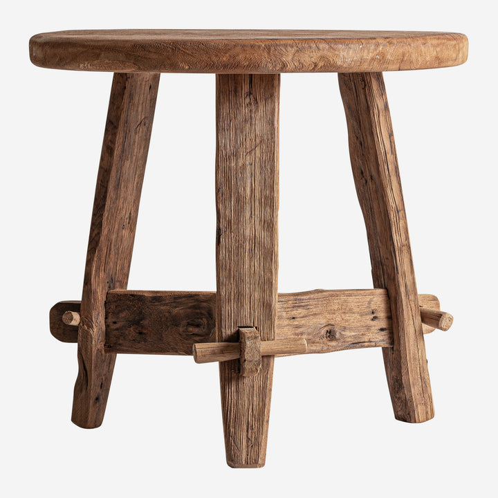 Mesa auxiliar de madera de teca reciclada en color marrón 50 x 47 cm