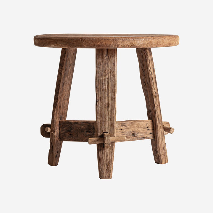 Mesa auxiliar de madera de teca reciclada en color marrón 50 x 47 cm