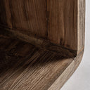 Mesa auxiliar de madera de teca reciclada en color marrón natural 36 x 50 cm – detalle