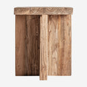Mesa auxiliar de madera de teca reciclada en color marrón natural 40 x 50 cm