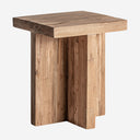 Mesa auxiliar de madera de teca reciclada en color marrón natural 40 x 50 cm