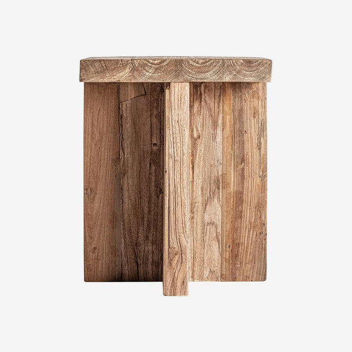 Mesa auxiliar de madera de teca reciclada en color marrón natural 40 x 50 cm