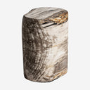 Mesa auxiliar de madera petrificada en color marrón envejecido
