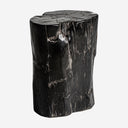 Mesa auxiliar de madera petrificada en color marrón envejecido – 30 x 26 x 38 cm