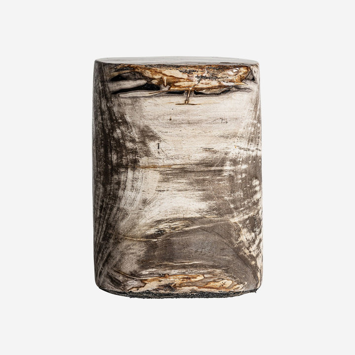 Mesa auxiliar de madera petrificada en color marrón envejecido