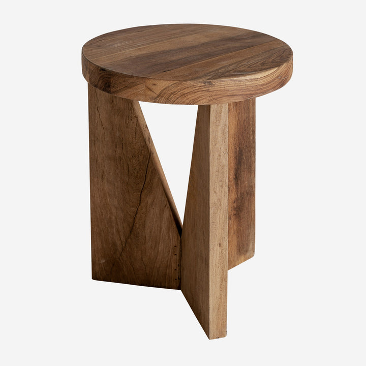 Mesa auxiliar de madera recuperada en color marrón 46 x 56 cm
