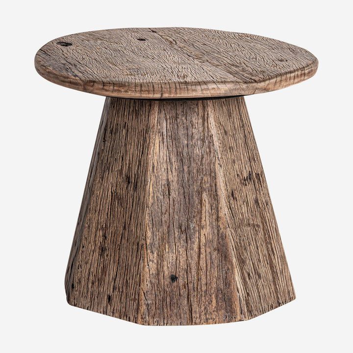 Mesa auxiliar de madera recuperada en color marrón 55 x 45 cm