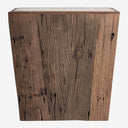 Mesa auxiliar de madera recuperada y travertino en color marrón envejecido