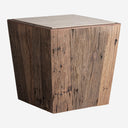 Mesa auxiliar de madera recuperada y travertino en color marrón envejecido