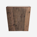 Mesa auxiliar de madera recuperada y travertino en color marrón envejecido