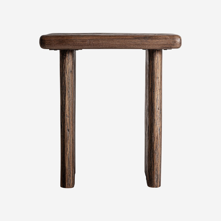 Mesa auxiliar de madera tropical en color marrón envejecido 60 x 65 cm