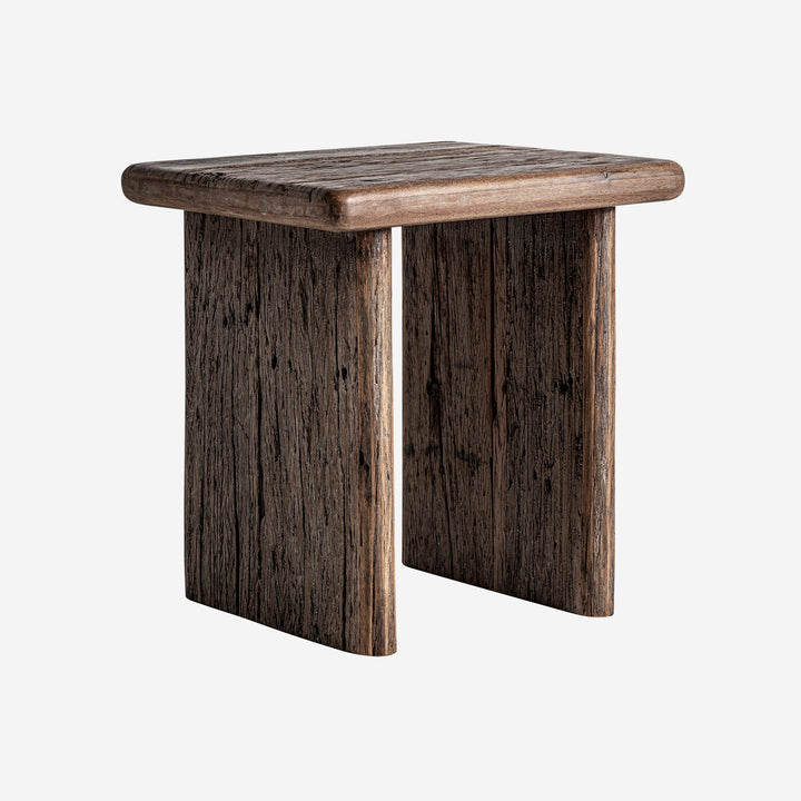 Mesa auxiliar de madera tropical en color marrón envejecido 60 x 65 cm