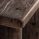 Mesa auxiliar de madera tropical en color marrón envejecido 60 x 65 cm – detalle
