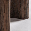 Mesa auxiliar de madera tropical en color marrón envejecido 60 x 65 cm – detalle