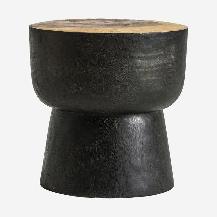 Mesa auxiliar de madera tropical en color negro envejecido