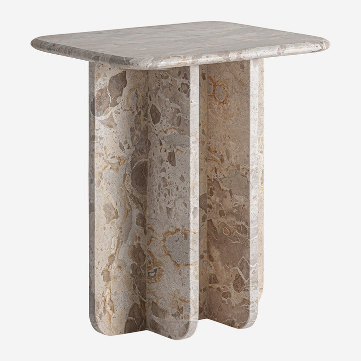 Mesa auxiliar de mármol en color beige 46 x 38 x 52 cm