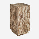 Mesa auxiliar de mármol en color beige de inspiración art déco – 30 x 30 x 59 cm