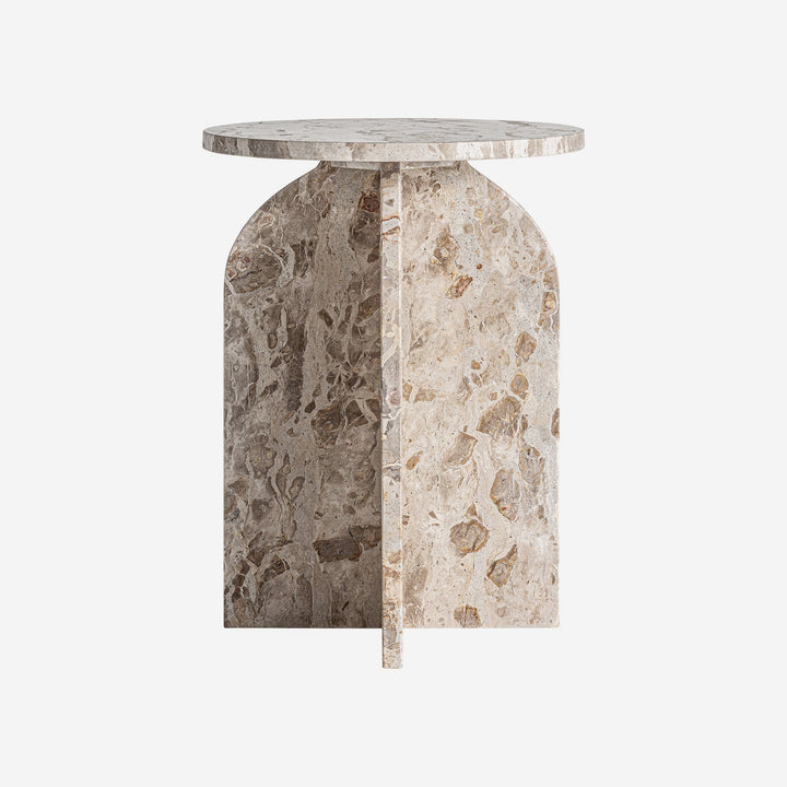 Mesa auxiliar de mármol en color beige satinado