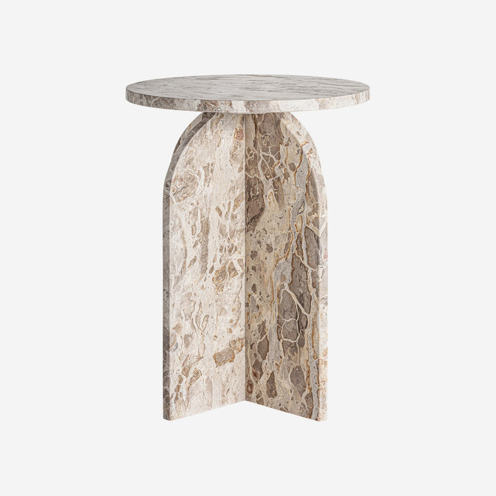Mesa auxiliar de mármol en color beige satinado