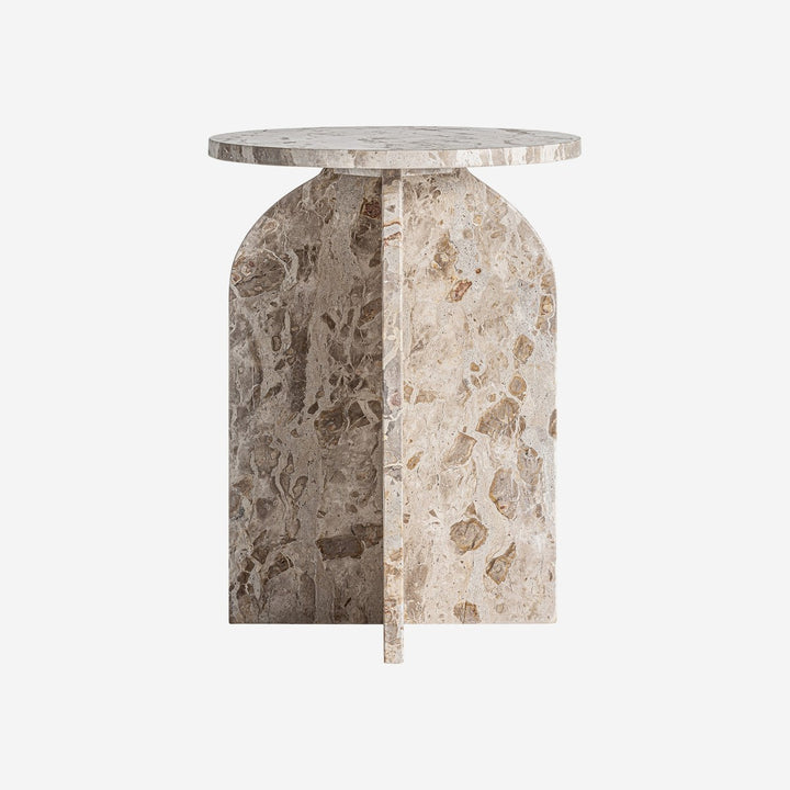 Mesa auxiliar de mármol en color beige satinado