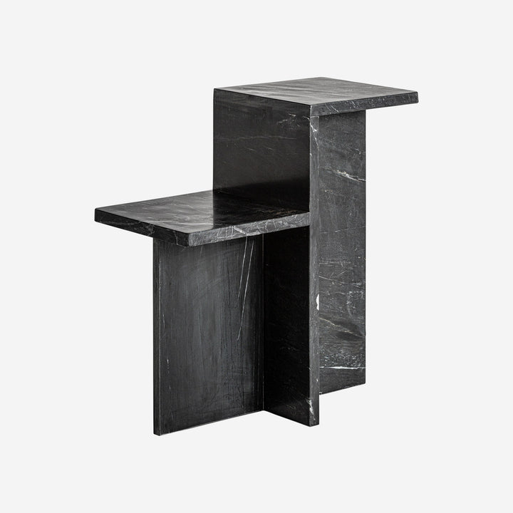 Mesa auxiliar de mármol en color negro mate 51 x 25 x 53 cm