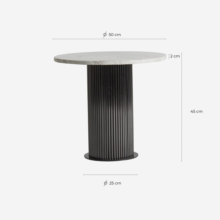 Mesa auxiliar de mármol sintético y acero en color blanco