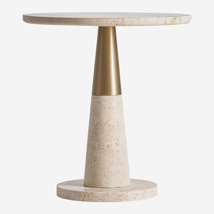 Mesa auxiliar de mármol y hierro en color beige