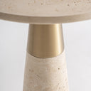 Mesa auxiliar de mármol y hierro en color beige – detalle