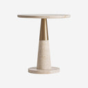 Mesa auxiliar de mármol y hierro en color beige