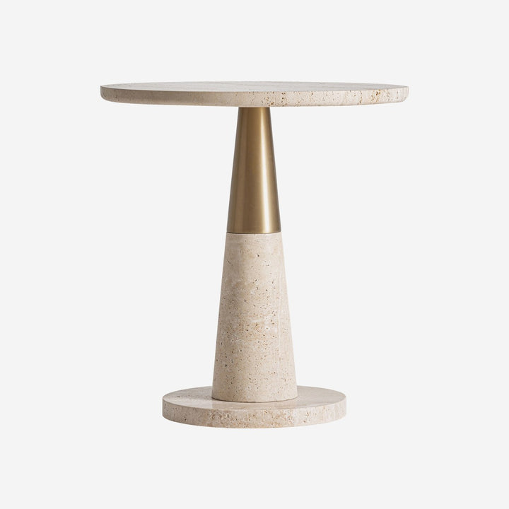 Mesa auxiliar de mármol y hierro en color beige