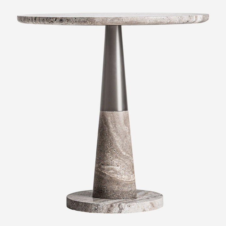 Mesa auxiliar de mármol y hierro en tonos neutros 60 x 61 cm