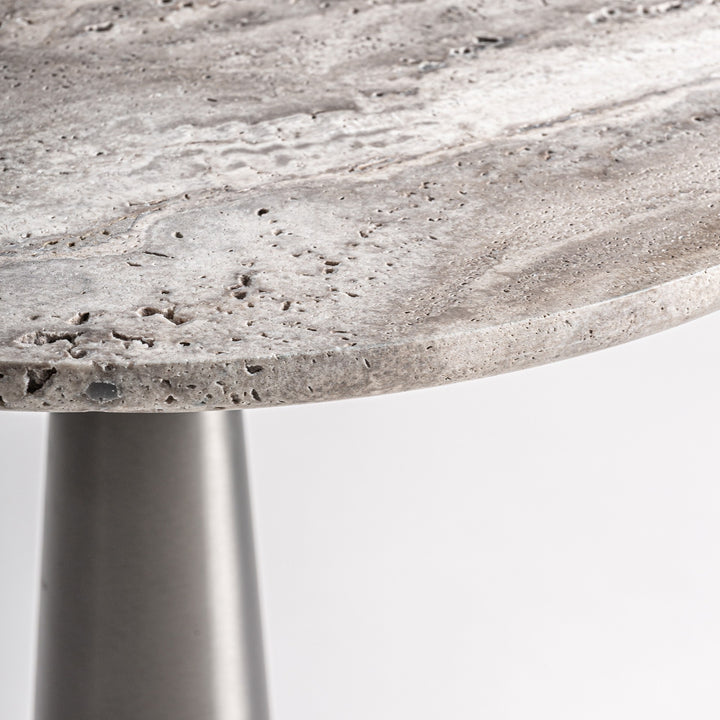 Mesa auxiliar de mármol y hierro en tonos neutros 60 x 61 cm – detalle