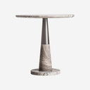 Mesa auxiliar de mármol y hierro en tonos neutros 60 x 61 cm