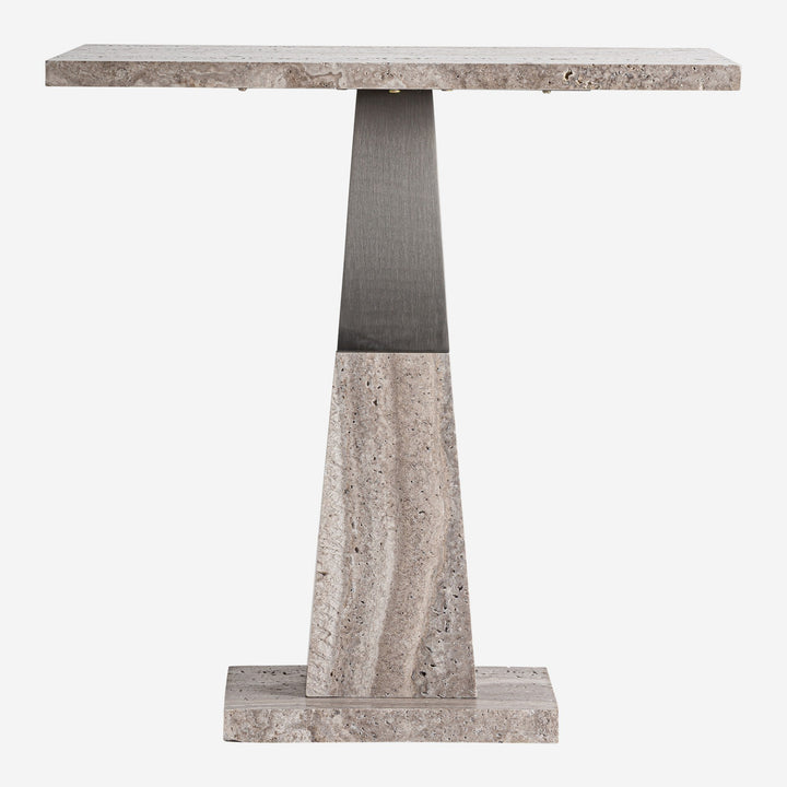 Mesa auxiliar de mármol y hierro en tonos neutros 60 x 62 cm
