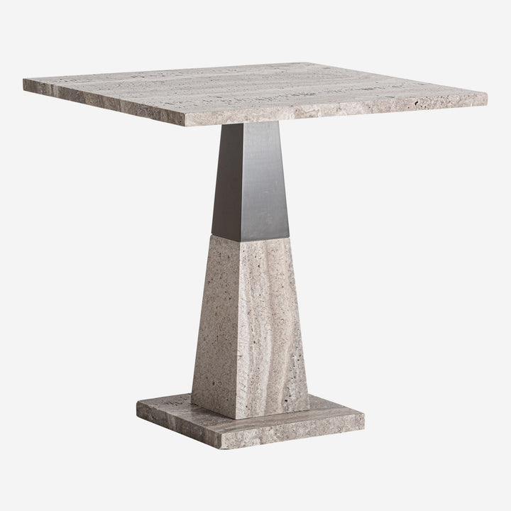 Mesa auxiliar de mármol y hierro en tonos neutros 60 x 62 cm