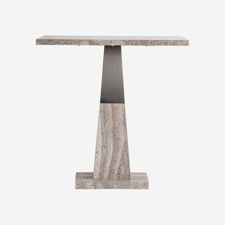 Mesa auxiliar de mármol y hierro en tonos neutros 60 x 62 cm