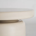 Mesa auxiliar de MDF y fibra de vidrio en color crema – detalle