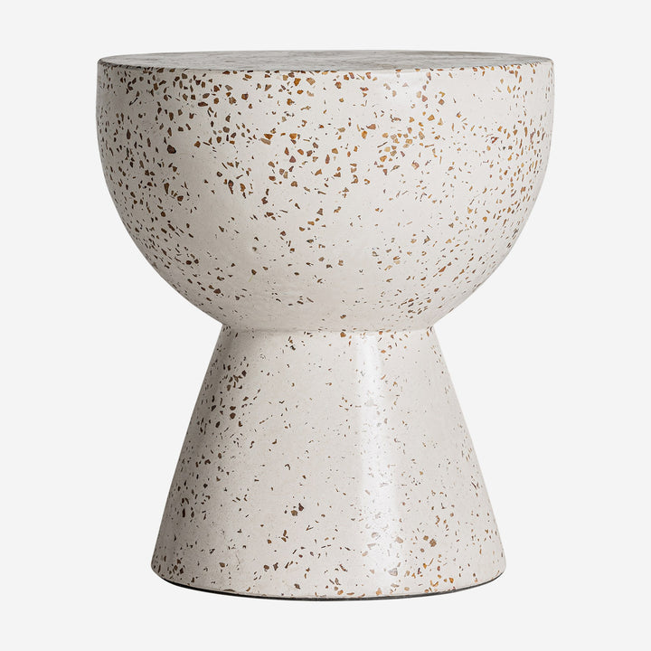 Mesa auxiliar de terrazo en color blanco 38 x 45 cm