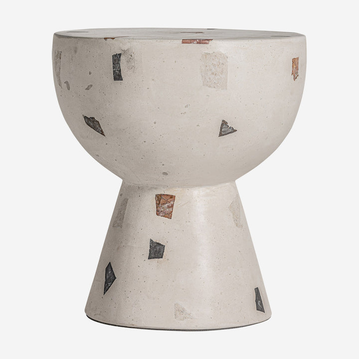 Mesa auxiliar de terrazo en color blanco 40 x 44 cm