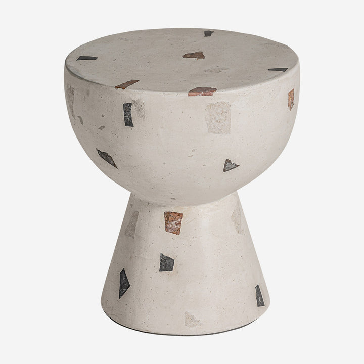 Mesa auxiliar de terrazo en color blanco 40 x 44 cm