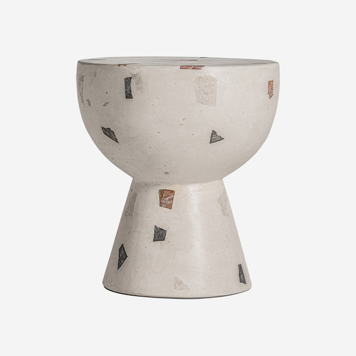 Mesa auxiliar de terrazo en color blanco 40 x 44 cm
