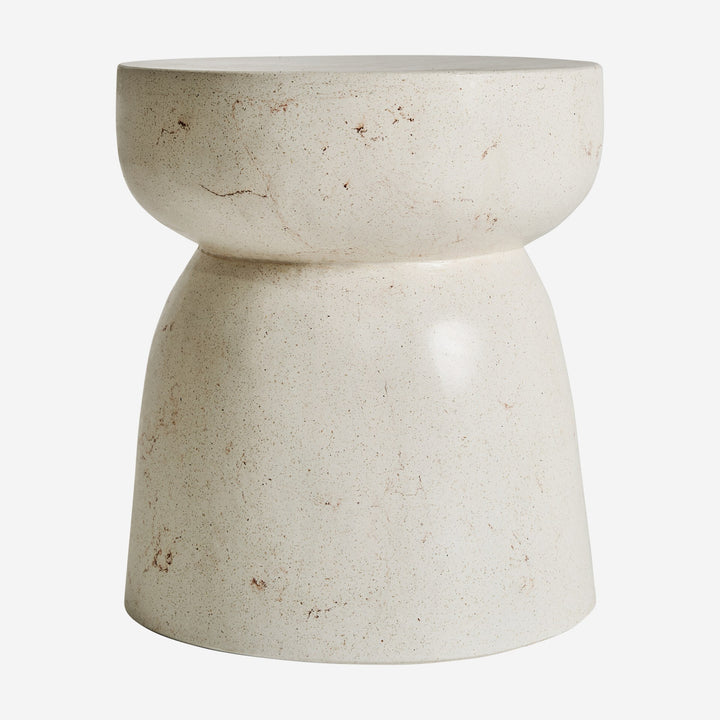 Mesa auxiliar de terrazo en color blanco roto 40 x 47 cm