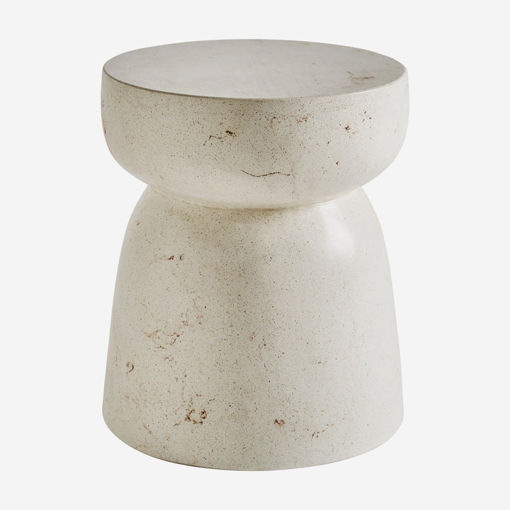 Mesa auxiliar de terrazo en color blanco roto 40 x 47 cm