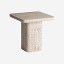 Mesa auxiliar de travertino en color beige 45 x 43 cm