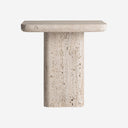 Mesa auxiliar de travertino en color beige 45 x 43 cm