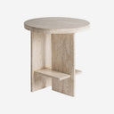 Mesa auxiliar de travertino en color beige 50 x 55 cm